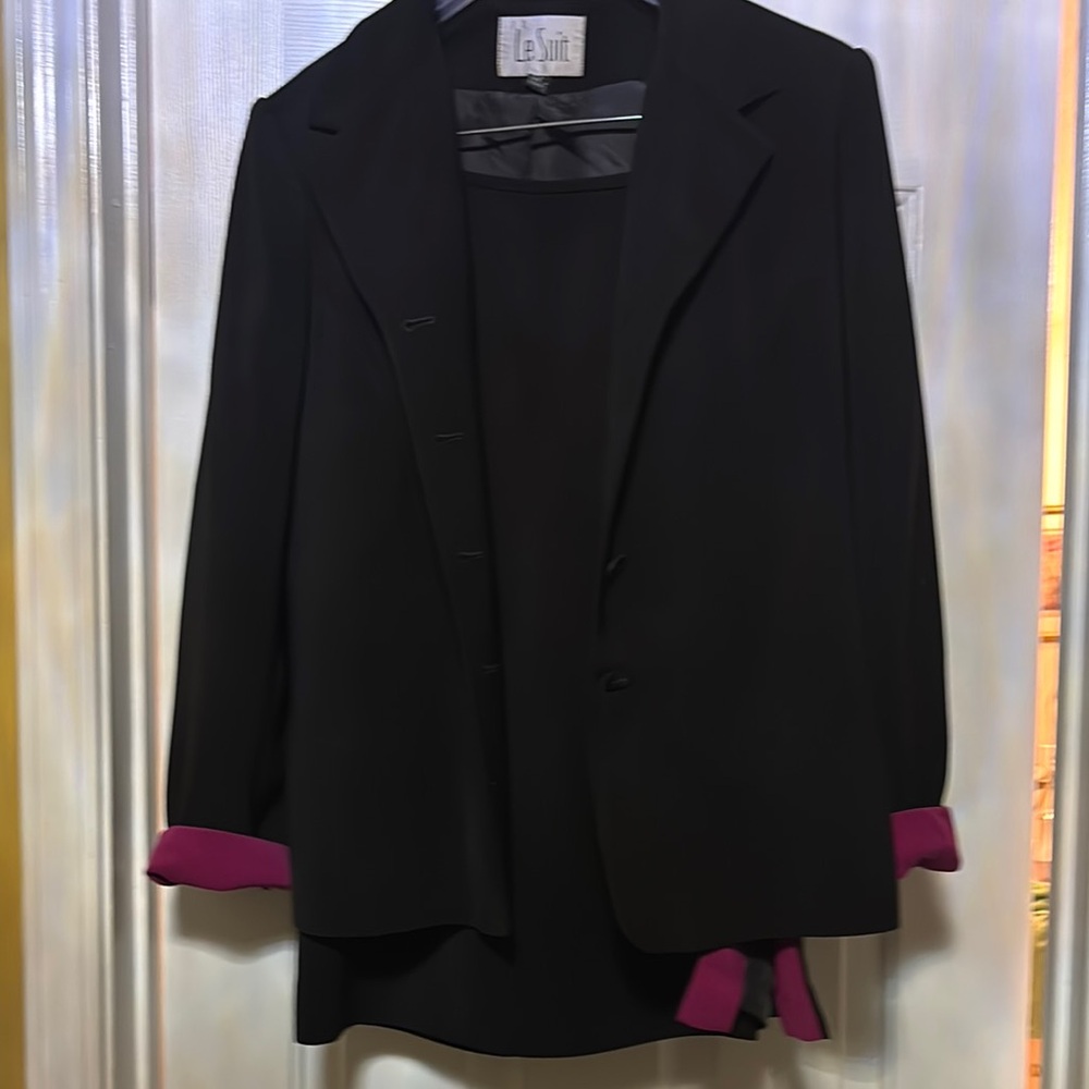 Le Suit Black Blazer with Magenta Trim - Women's Jacket